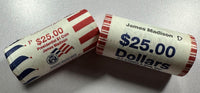 (2) - $25 BU Rolls James Madison Dollars, one roll P and one roll possibly D.