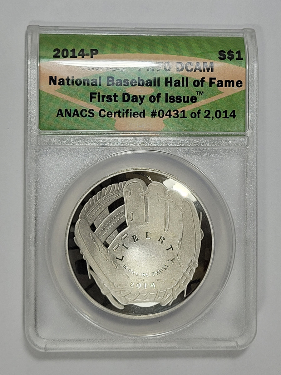 2014 P ANACS PR70 DCAM National Baseball Hall of Fame Coin First