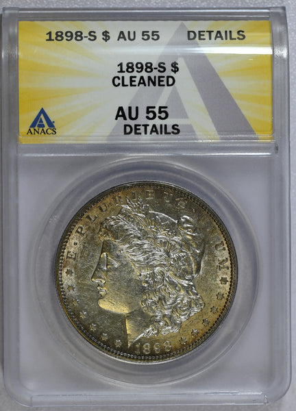 1898-S ANACS AU 55 Details Cleaned Morgan Dollar
