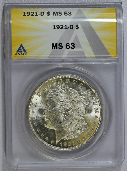 1921-D ANACS MS 63 Morgan Silver Dollar-7338200