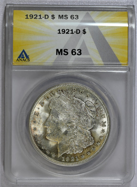 1921-D ANACS MS 63 Morgan Silver Dollar-7450499