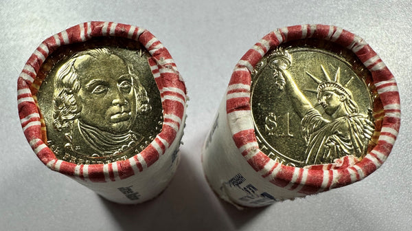 (2) - $25 BU Rolls James Madison Presidential Dollars ($50 total face value)
