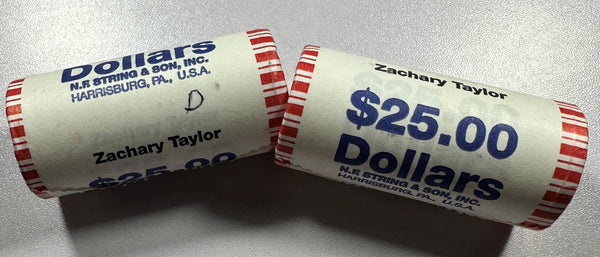 (2) - $25 BU Rolls Zachary Taylor Presidential Dollars ($50 total face value)