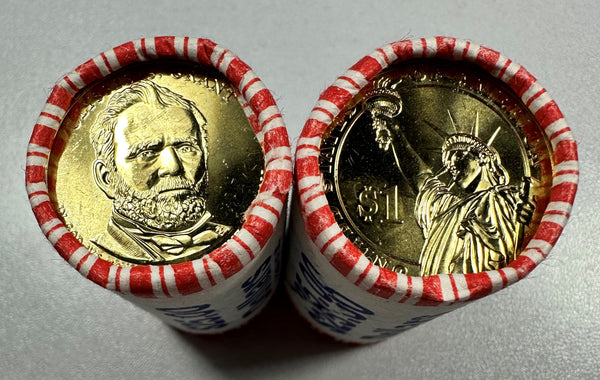 (2) - $25 BU Rolls Ulysses S. Grant Presidential Dollars ($50 total face value)