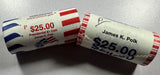(2) - $25 BU Rolls James K. Polk Dollars, one roll P and one roll possibly P.