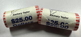 (2) - $25 BU Rolls Zachary Taylor Presidential Dollars, ($50 total face value).
