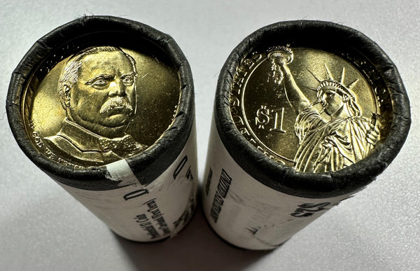 (2) - $25 BU Rolls Grover Cleveland (1st term)  Prez Dollars, one roll P and one roll D.