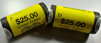 (2) - $25 BU Rolls 2005 Sacagawea Dollars, one roll P and one roll D.