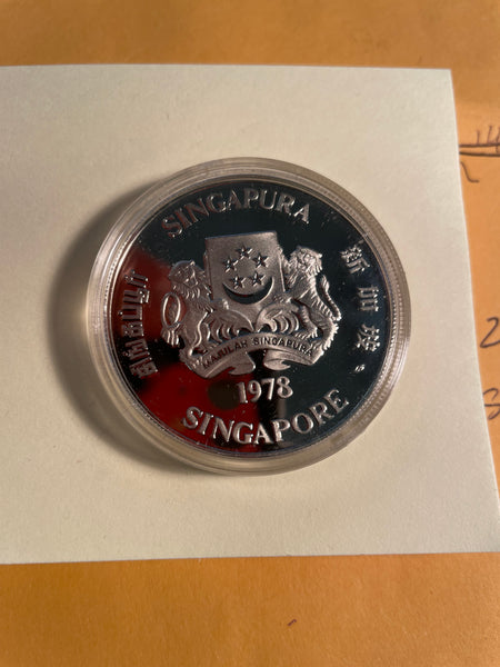 1978 SINGAPORE 10 DOLLARS SILVER PROOF COIN