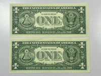Lot of 2-1957 B Silver Certificate Banknotes with Sequential Serial Numbers