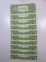 Lot of 10-1957 A Silver Certificate Banknotes with Sequential Serial Numbers