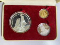 THE OFFICIAL AMERICA'S CUP 1987 GOLD AND SILVER COINS SET SINGAPORE MINT