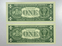 Lot of 2-1957 Silver Certificate Banknotes w/Sequential Serial Numbers-FR# 1619