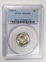 PCGS/ANACS Graded Silver Wartime Jefferson Nickels 1943 P-D-S (Lot of 3)