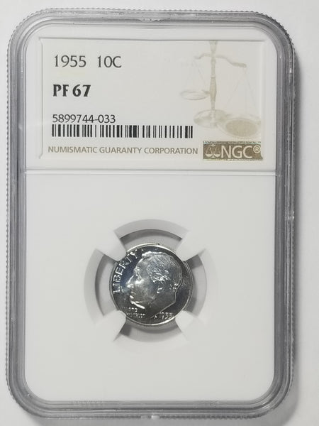 NGC Graded Proof 1955 Roosevelt Dime (PF67)