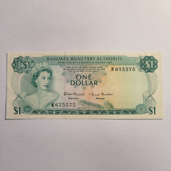 1968 Bahamas P-27a CU $1 note