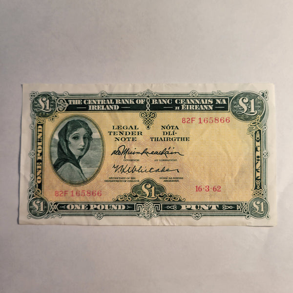 1962 Ireland 1 Pound Banknote P64c XF+