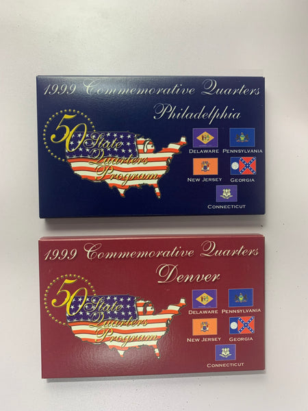 1999 Philadelphia and Denver Commemorative 10 Coin Quarter Set Uncirculated *