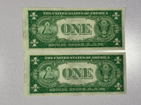 Lot of 2-1935A Series FR1608 $1 Dollar Blue Unc Seal Silver Certificates Seq SN*