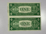 Lot of 2-1935A Series FR1608 $1 Dollar Blue Unc Seal Silver Certificates Seq SN*