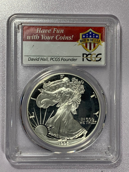 1995-P PCGS PR70DCAM Silver Eagle in David Hall, PCGS Founder Holder