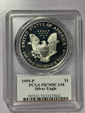 1995-P PCGS PR70DCAM Silver Eagle in David Hall, PCGS Founder Holder