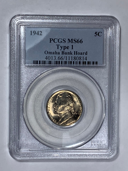 Online Special - 1942 PCGS MS66 Type 1 Jefferson Nickel from Omaha Bank Hoard