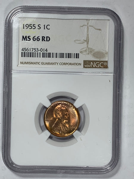 1955-S NGC MS 66 RD Lincoln Cent
