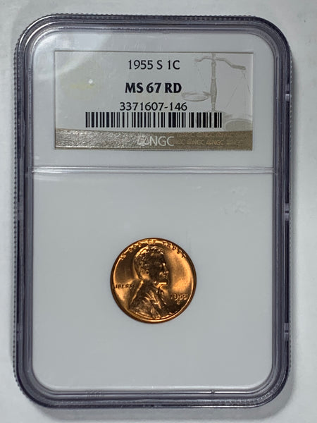 1955-S NGC MS 67 RD Lincoln Cent