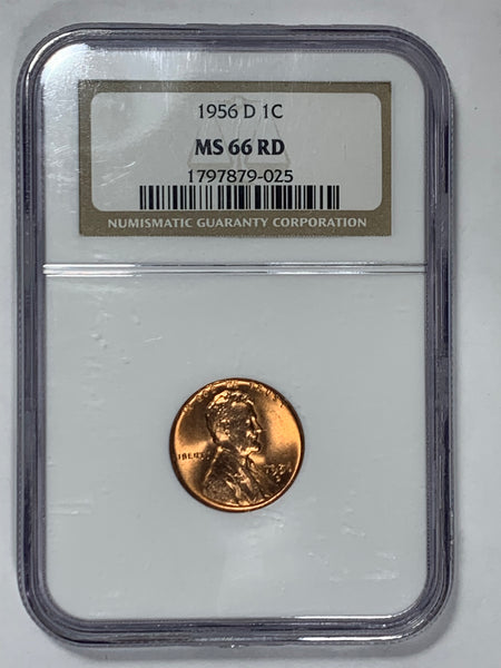 1956-D NGC MS 66 RD Lincoln Cent in Old Holder