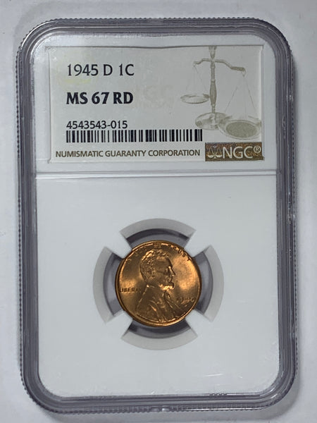 1945-D NGC MS 67 RD Lincoln Cent