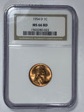 1954-D NGC MS 66 RD Lincoln Cent in Old Holder