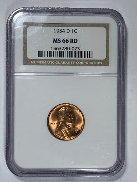 1954-D NGC MS 66 RD Lincoln Cent in Old Holder