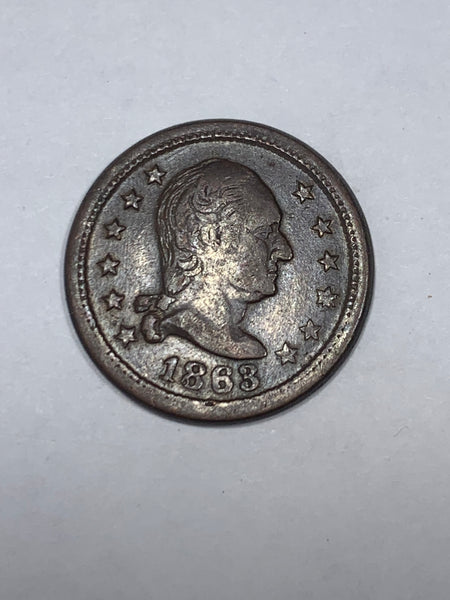1863 George Washington Wilson's Medal 1 Cent Patriotic Civil War Token 112-396