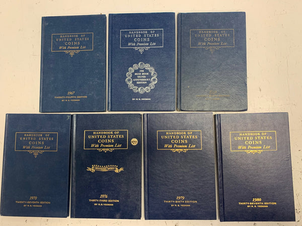 Lot of 7 (24-27, 33, 36, 37 Ed) Handbook of United States Coins Blue Books