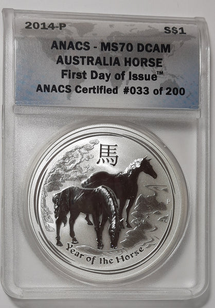 2014-P ANACS - MS70 DCAM Australia Horse (First Day of Issue)*
